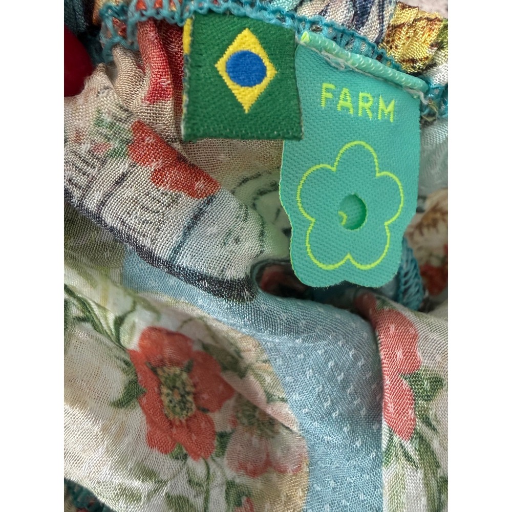 FARM Rio Butterfly Floral Ruffle Open Back Romper Blue Small - Picture 5 of 8